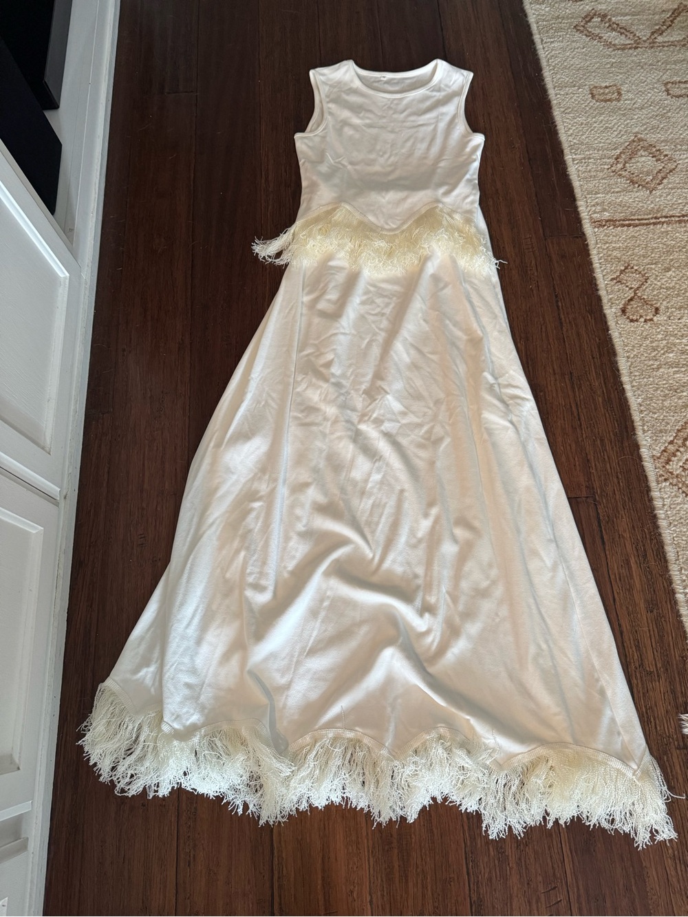 Jora Ivory Feather Trim Maxi skirt set- top and skirt included. Never worn